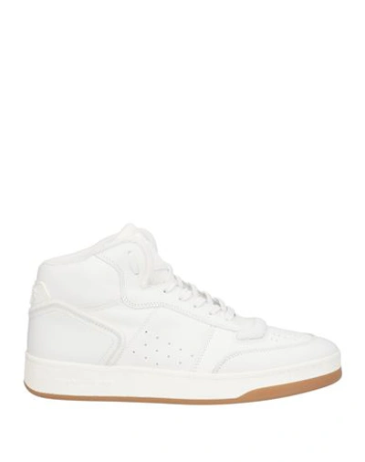 Shop Saint Laurent Man Sneakers White Size 7 Soft Leather, Textile Fibers