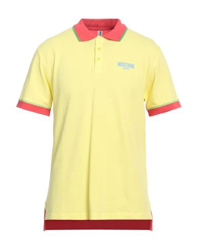 Shop Moschino Man Polo Shirt Yellow Size M Cotton