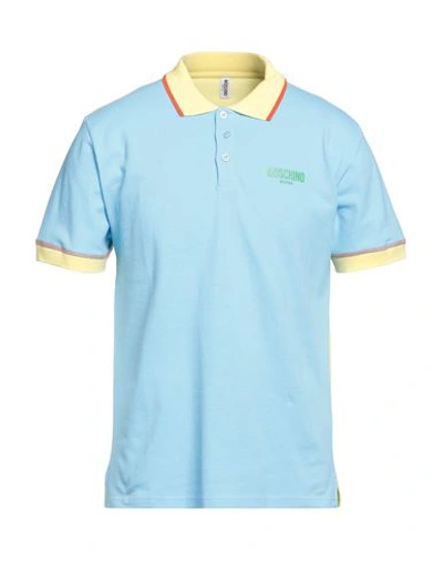 Shop Moschino Man Polo Shirt Sky Blue Size S Cotton