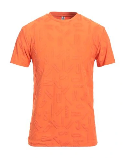 Shop Moschino Man T-shirt Orange Size Xxl Polyamide, Elastane