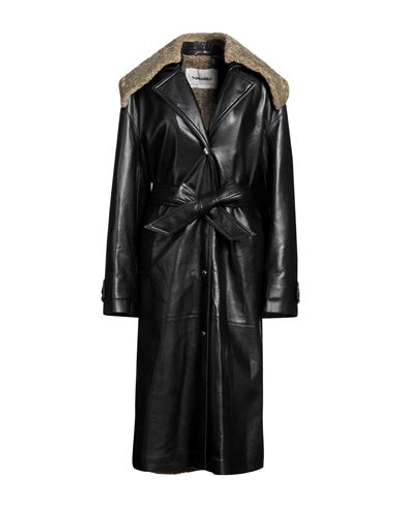 Shop Nanushka Woman Coat Black Size M Polyester, Polyurethane, Reclaimed Leather