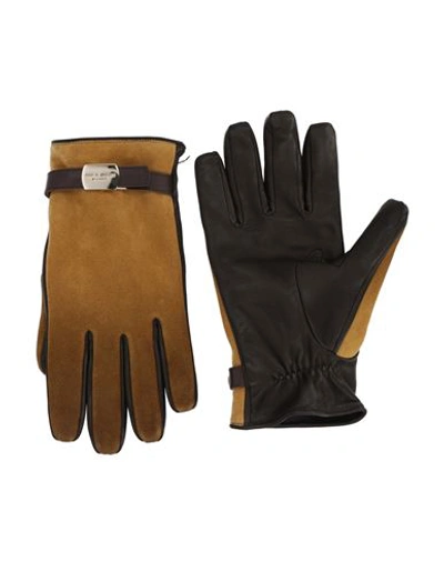 Shop Giorgio Armani Man Gloves Camel Size M Lambskin In Beige