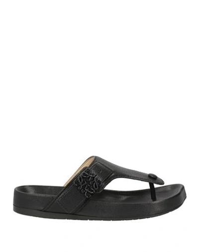 Shop Loewe Woman Thong Sandal Black Size 9 Soft Leather