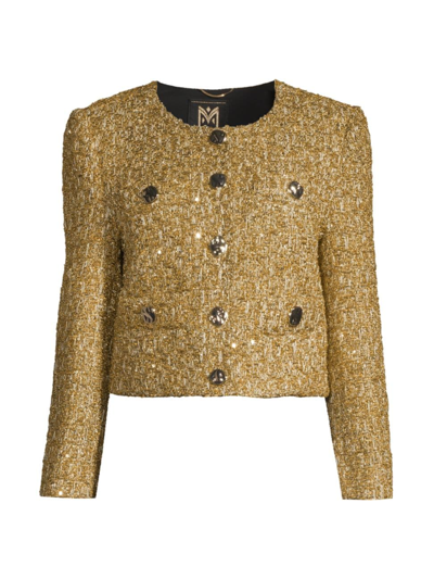 Shop Milly Women's Pheobe Metallic Tweed Jacket In Gold