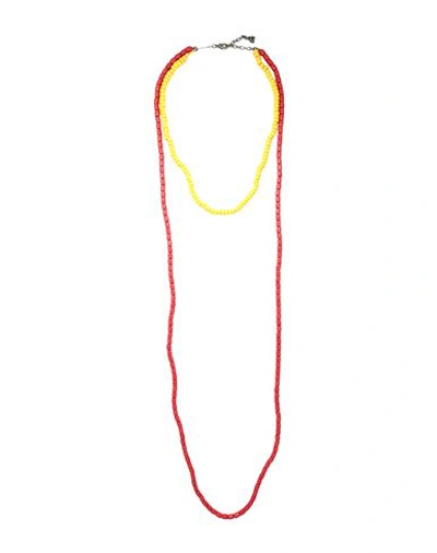 Shop Dsquared2 Man Necklace Red Size - Metal, Plastic