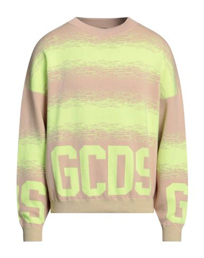 Shop Gcds Man Sweater Beige Size Xl Cotton