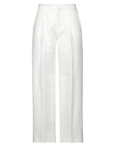 Shop Chloé Woman Pants Off White Size 8 Linen