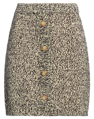 Shop Nanushka Woman Mini Skirt Dark Brown Size M Cotton, Polyamide