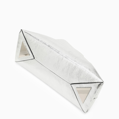 Shop Attico The  Day Off Silver Leather Clutch Bag