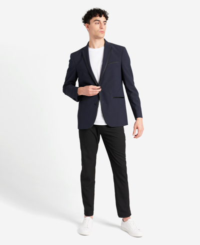 Kenneth Cole Slim-fit Satin-trim Stretch Dinner Jacket In Black