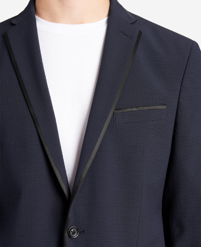 Kenneth Cole Slim-fit Satin-trim Stretch Dinner Jacket In Black