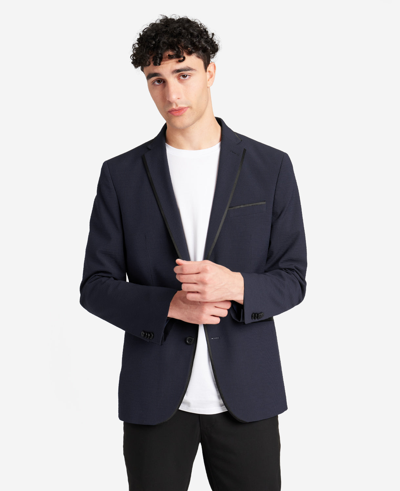 Kenneth Cole Slim-fit Satin-trim Stretch Dinner Jacket In Black