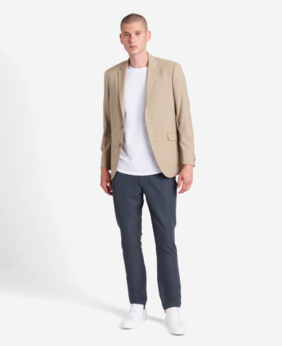 Shop Kenneth Cole Slim-fit Tan Mini Check Stretch Techni-cole Sport Coat