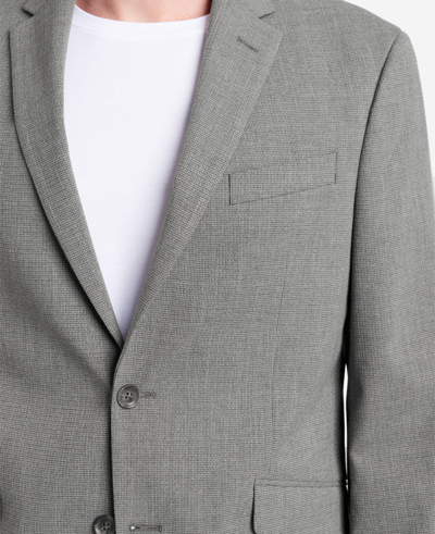 Kenneth Cole Slim-fit Grey Mini Check Stretch Techni-cole Sport Coat