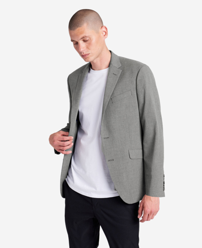 Kenneth Cole Slim-fit Grey Mini Check Stretch Techni-cole Sport Coat