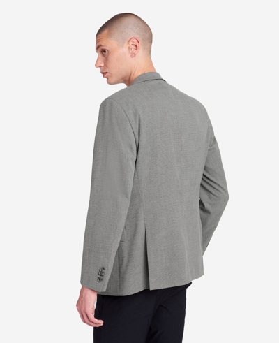 Kenneth Cole Slim-fit Grey Mini Check Stretch Techni-cole Sport Coat