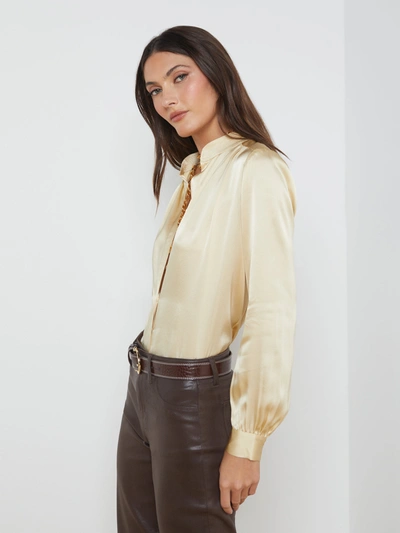 Shop L Agence Bianca Blouse In Marzipan