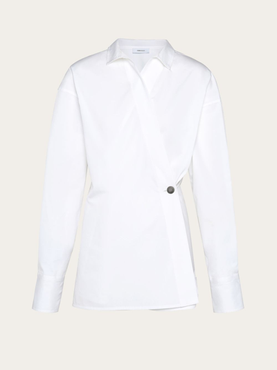 Shop Ferragamo Woman Asymmetric Cotton Shirt In White