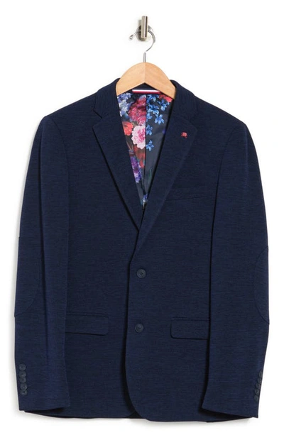Soul Of London Textured Notch Lapel Double Button Blazer In Navy1