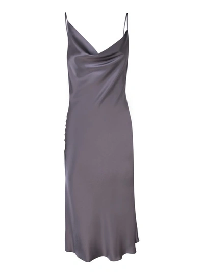 Shop Blanca Vita Grey Stretch Satin Midi Dress