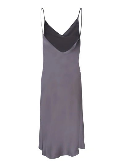 Shop Blanca Vita Grey Stretch Satin Midi Dress