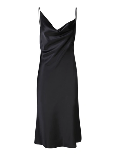Shop Blanca Vita Black Stretch Satin Midi Dress