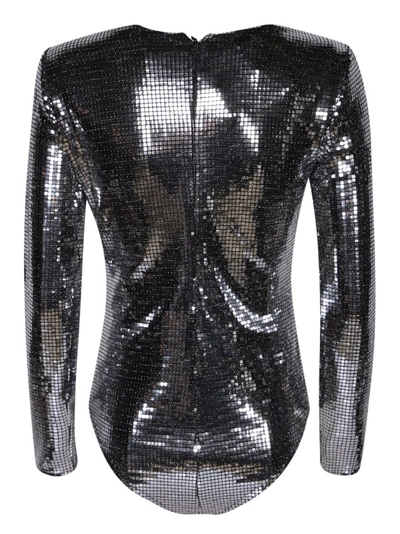 Shop Blanca Vita Sequins Covered Bodysuit In Black