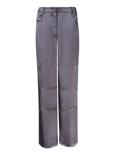 Shop Blanca Vita Pandanus Satin-finish Straight Pants In Grey