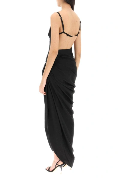Shop Jacquemus La Robe Saudade Longue Draped Dress In Black