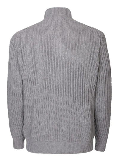 Shop Dell'oglio High Neck Cashmere Cardigan In Grey