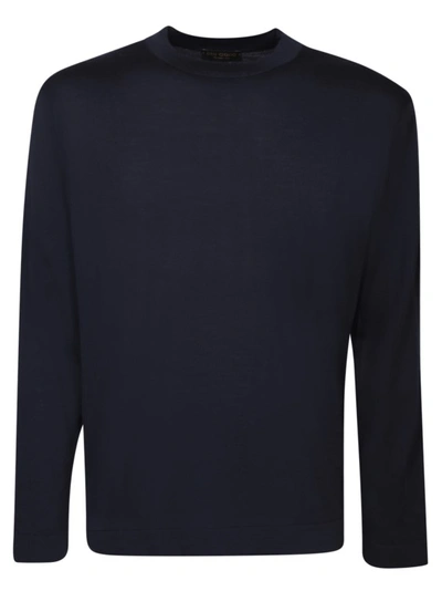 Shop Dell'oglio Blue Wool T-shirt In Black