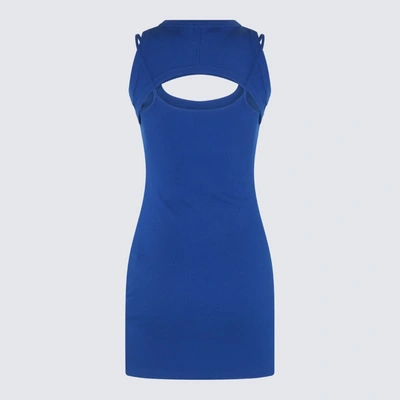 Shop Off-white Blue White Cotton Stretch Offstamp Mini Dress