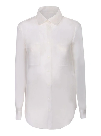 Shop Blanca Vita White Semi-transparent Silk Shirt