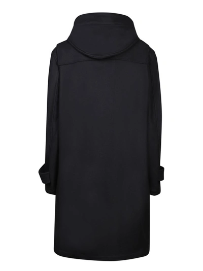 Shop Lardini Black Wool Blend Hooded Coat