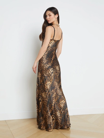 Shop L Agence Venice Dress In Brown Multi Oil Leopard