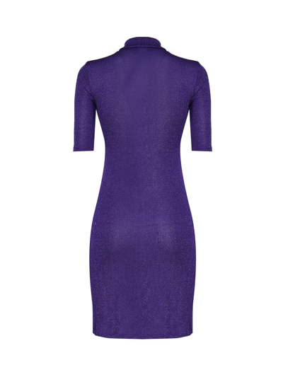 Shop Sportmax High Neck Short-sleeved Dress In Purple