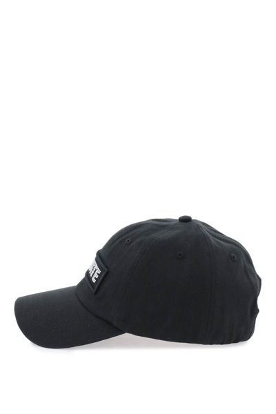 Shop Rotate Birger Christensen Cotton Baseball Cap With Rhinestone Logo In Black (black)