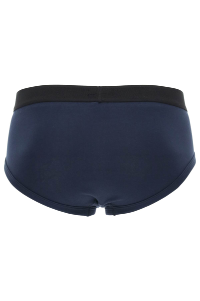 Shop Tom Ford Cotton Briefs With Logo Band In Blue Navy Unito (blue)