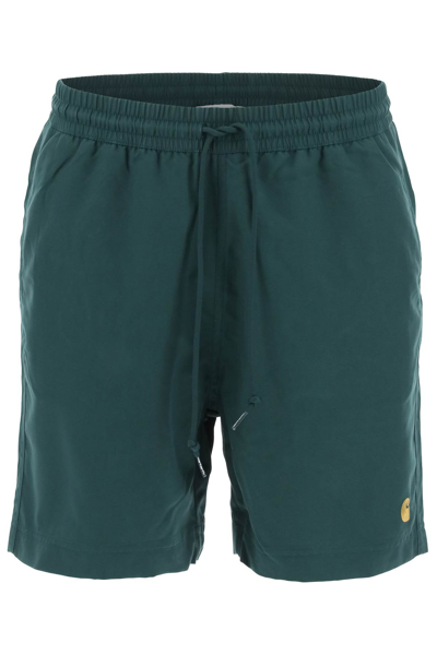 Shop Carhartt Chase Swim Trunks In Discovery Green Gold (green)