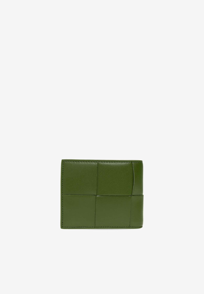 Shop Bottega Veneta Cassette Bi-fold Wallet In Intreccio Leather In Avocado
