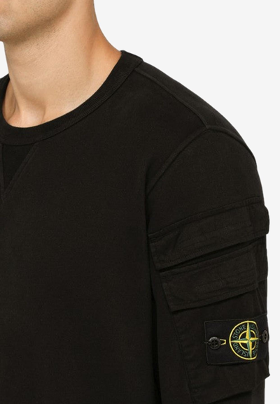 Shop Stone Island Compass Patch Sweatshirt In Black