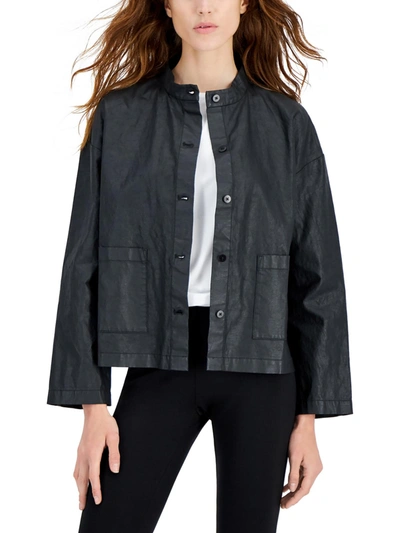 Shop Eileen Fisher Womens Lightweight Short Shirt Jacket In Grey