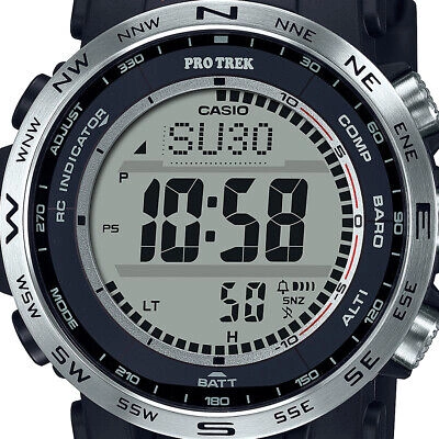 Pre-owned Casio Pro Trek Prw-35-1ajf Climber Triple Sensor Digital Solar Atomic Men Watch