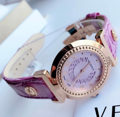 Pre-owned Versace Vanity Purple Dial Sapphire Crystal Women's Watch P5q80d702s702