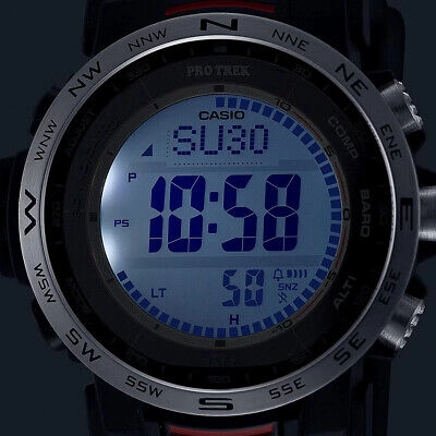 Pre-owned Casio Pro Trek Prw-35-1ajf Climber Triple Sensor Digital Solar Atomic Men Watch