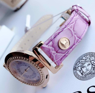 Pre-owned Versace Vanity Purple Dial Sapphire Crystal Women's Watch P5q80d702s702