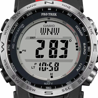 Pre-owned Casio Pro Trek Prw-35-1ajf Climber Triple Sensor Digital Solar Atomic Men Watch