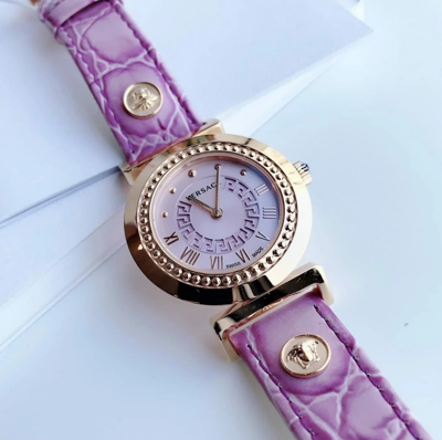 Pre-owned Versace Vanity Purple Dial Sapphire Crystal Women's Watch P5q80d702s702