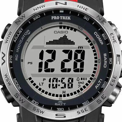 Pre-owned Casio Pro Trek Prw-35-1ajf Climber Triple Sensor Digital Solar Atomic Men Watch