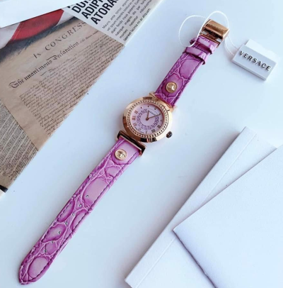 Pre-owned Versace Vanity Purple Dial Sapphire Crystal Women's Watch P5q80d702s702